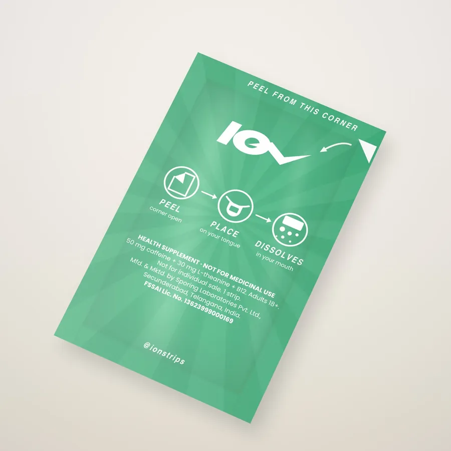 ION Mint Freeze strip pouch, back